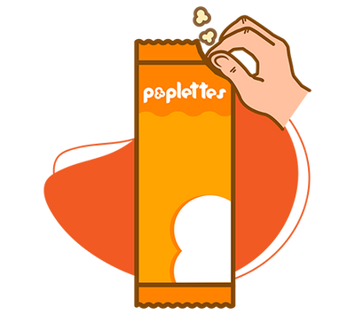 Easily tear the poplettes grab and go pouch at the corner to open